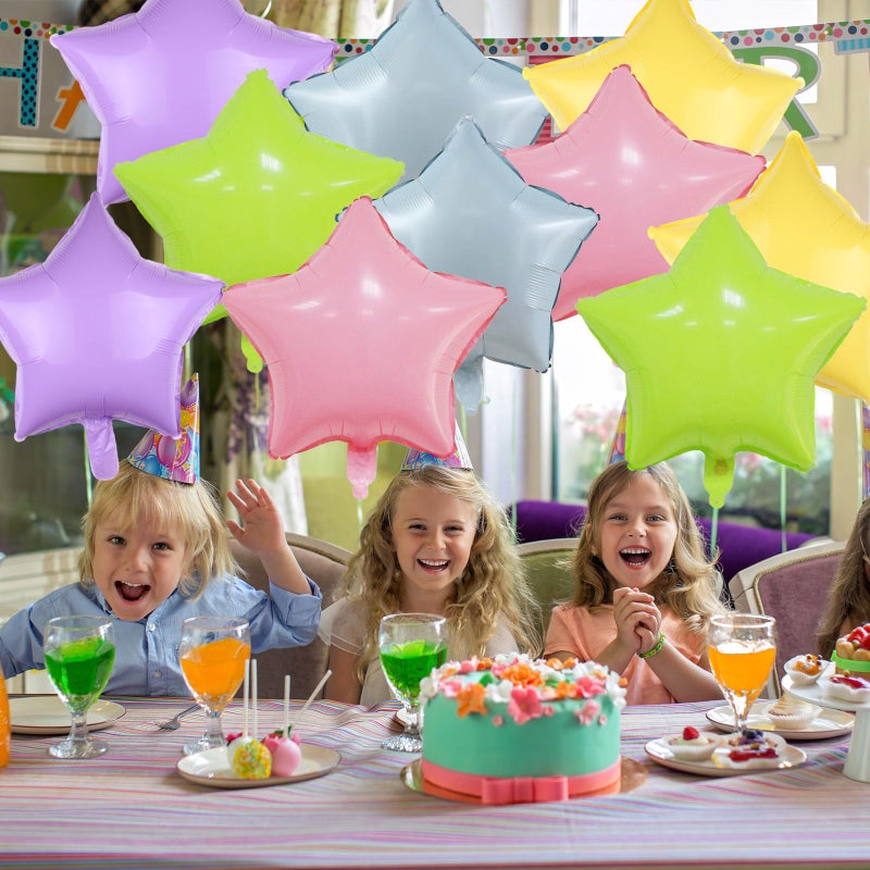 KALOR Pastel Multicolor Star Foil Balloons, 10 Pcs 18 Inch Stars Shape Foil Mylar Balloons for Birthdays, Weddings, Baby Showers Graduation Decorations - Image 3